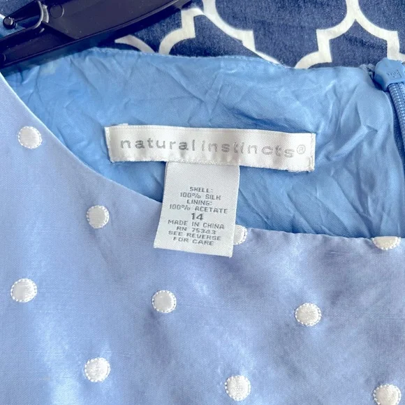 Baby blue with white polka dots dress - Picture 3 of 3